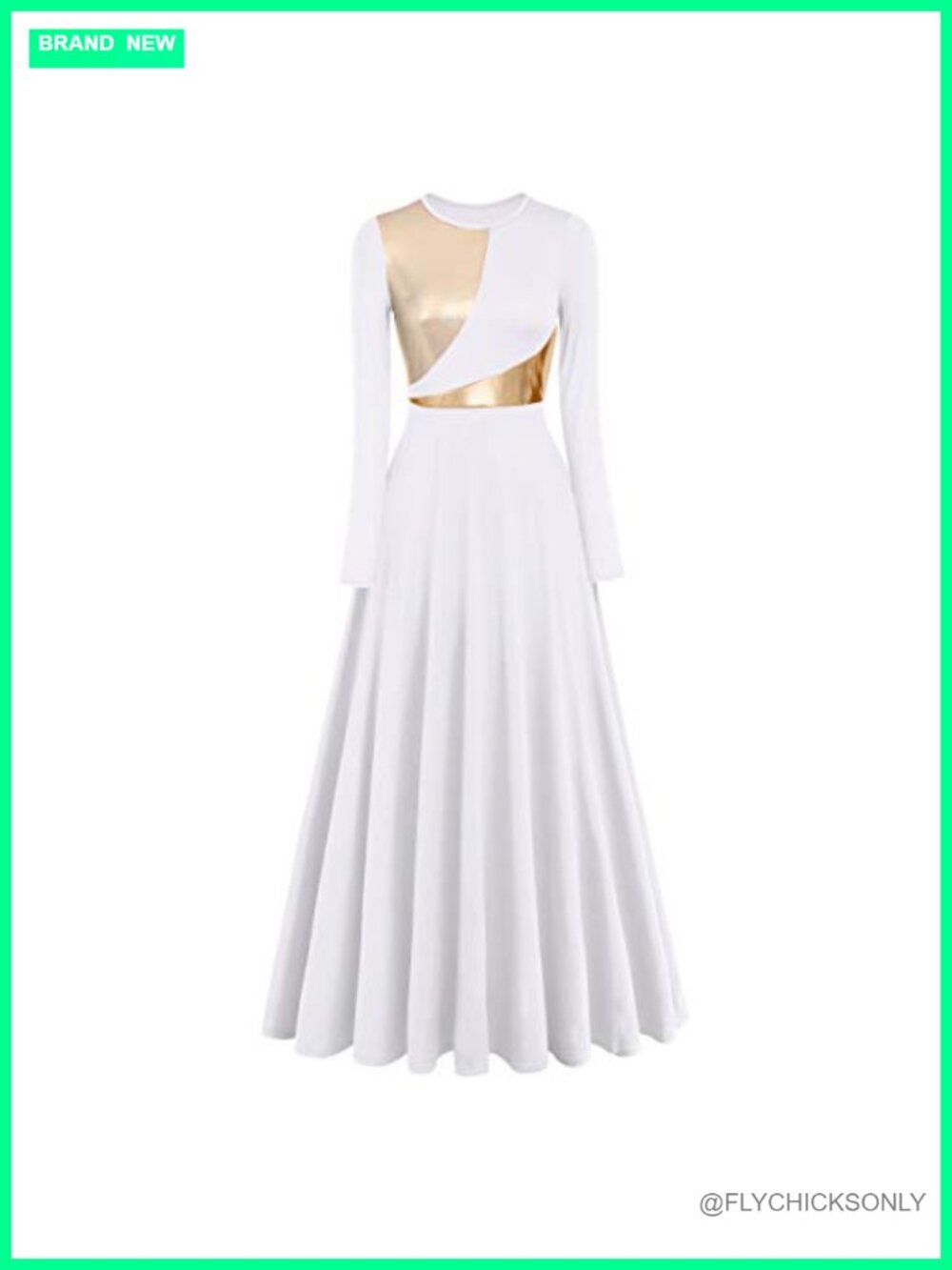 Praise Dance Dress Long Flowy Lyrical Costume Church Dress with Sleeves
